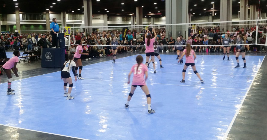SnapSports volleyball flooring at the Big South Volleyball Tournament