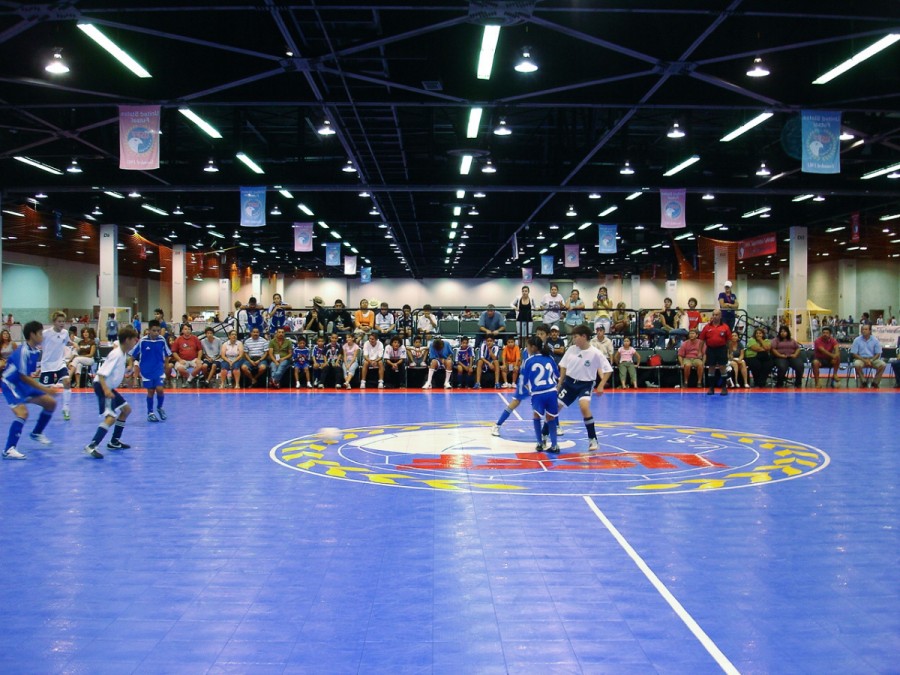 Kids playing on the SnapSports® indoor Futsal surfacing