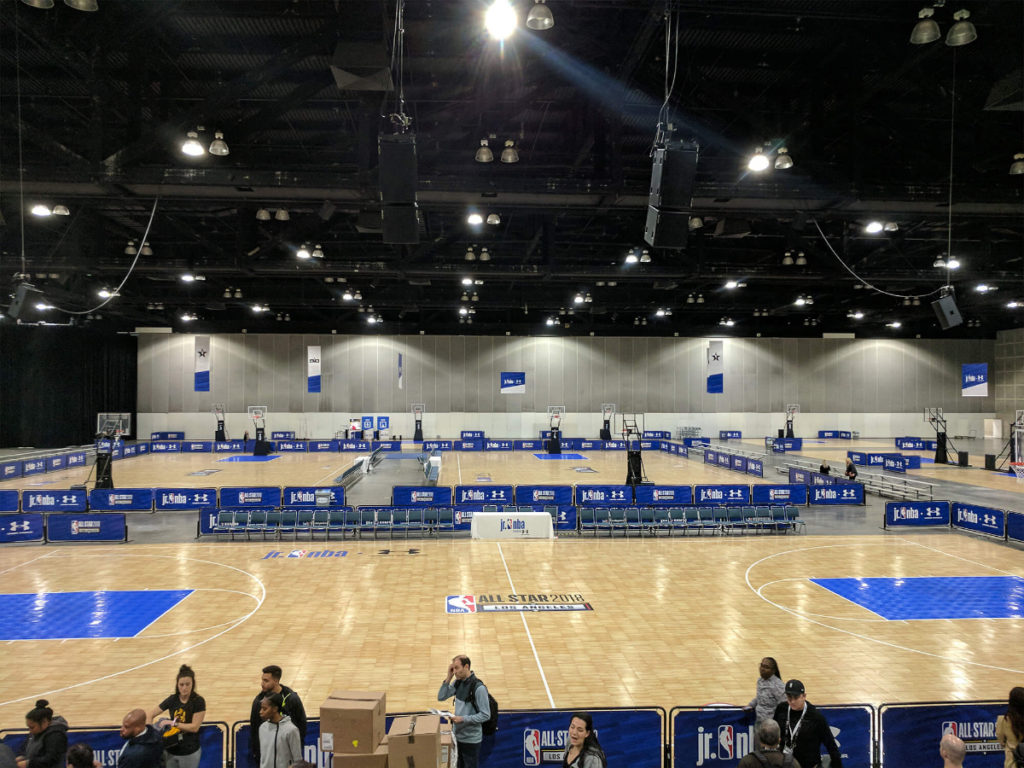 Overhead view of the courts at the NBA All-Star 2018 Los Angeles