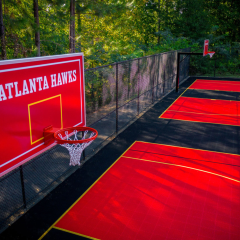Closer view of the Atlanta Hawks hoops