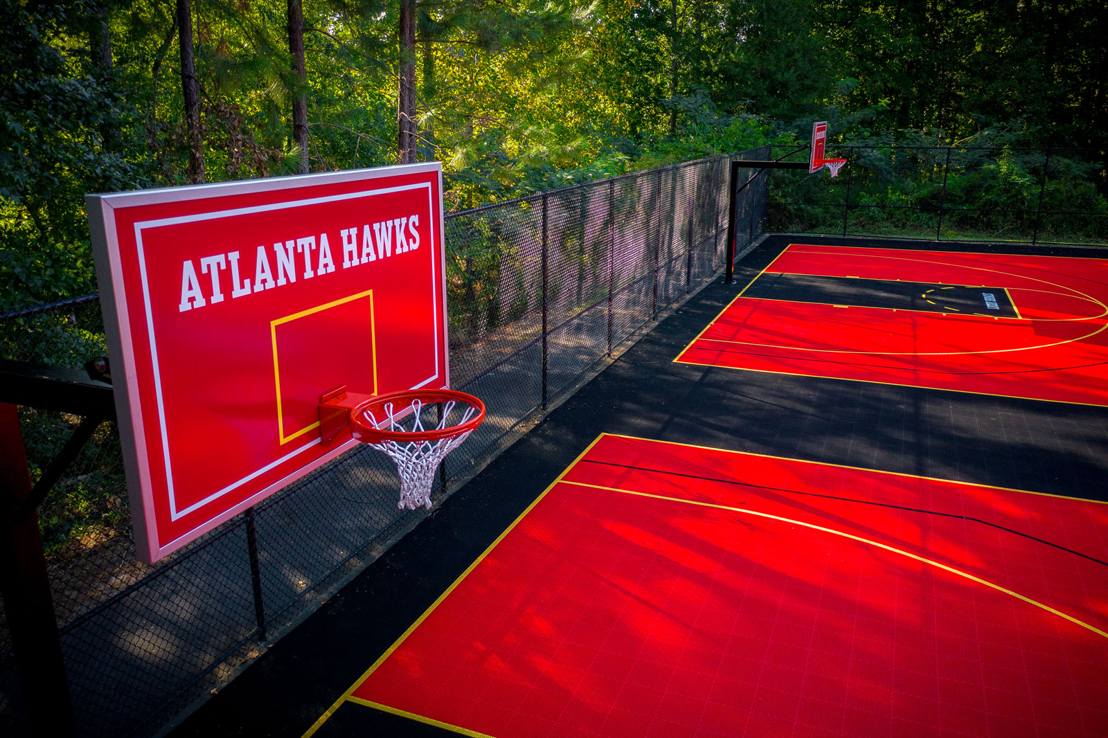 Closer view of the Atlanta Hawks hoops