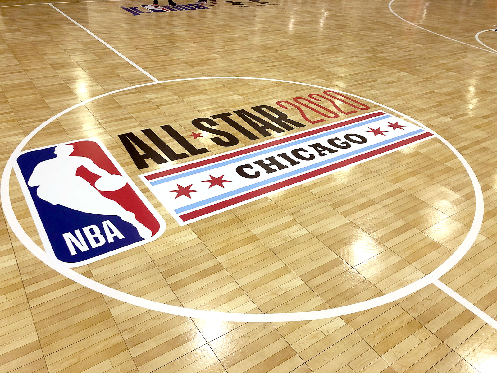 Custom painted NBA All Star 2020 Chicago logo