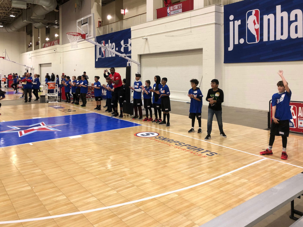 Kids having fun at Jr. NBA clinic