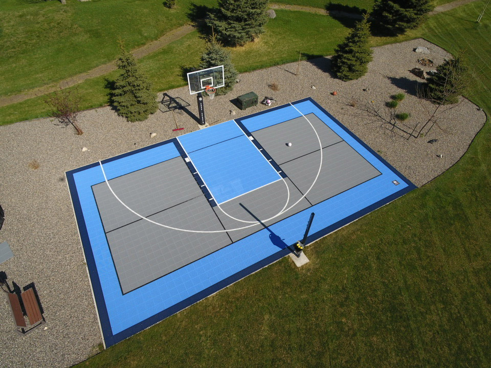 Blue and gray backyard multi-court