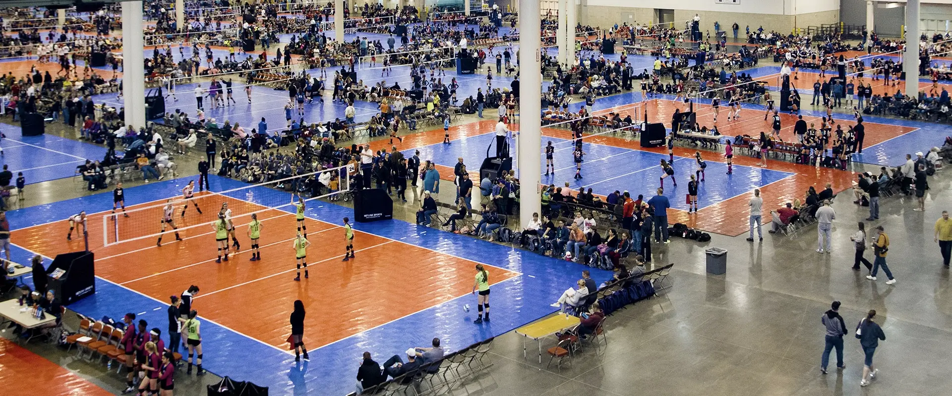 Large volleyball tournament with SnapSports volleyball flooring