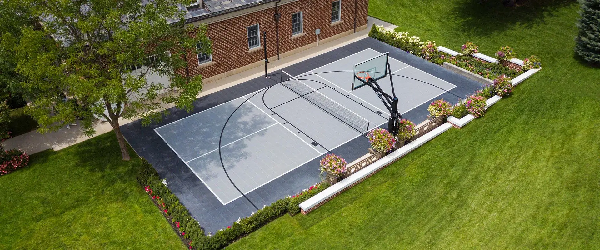 Drone view of a court.