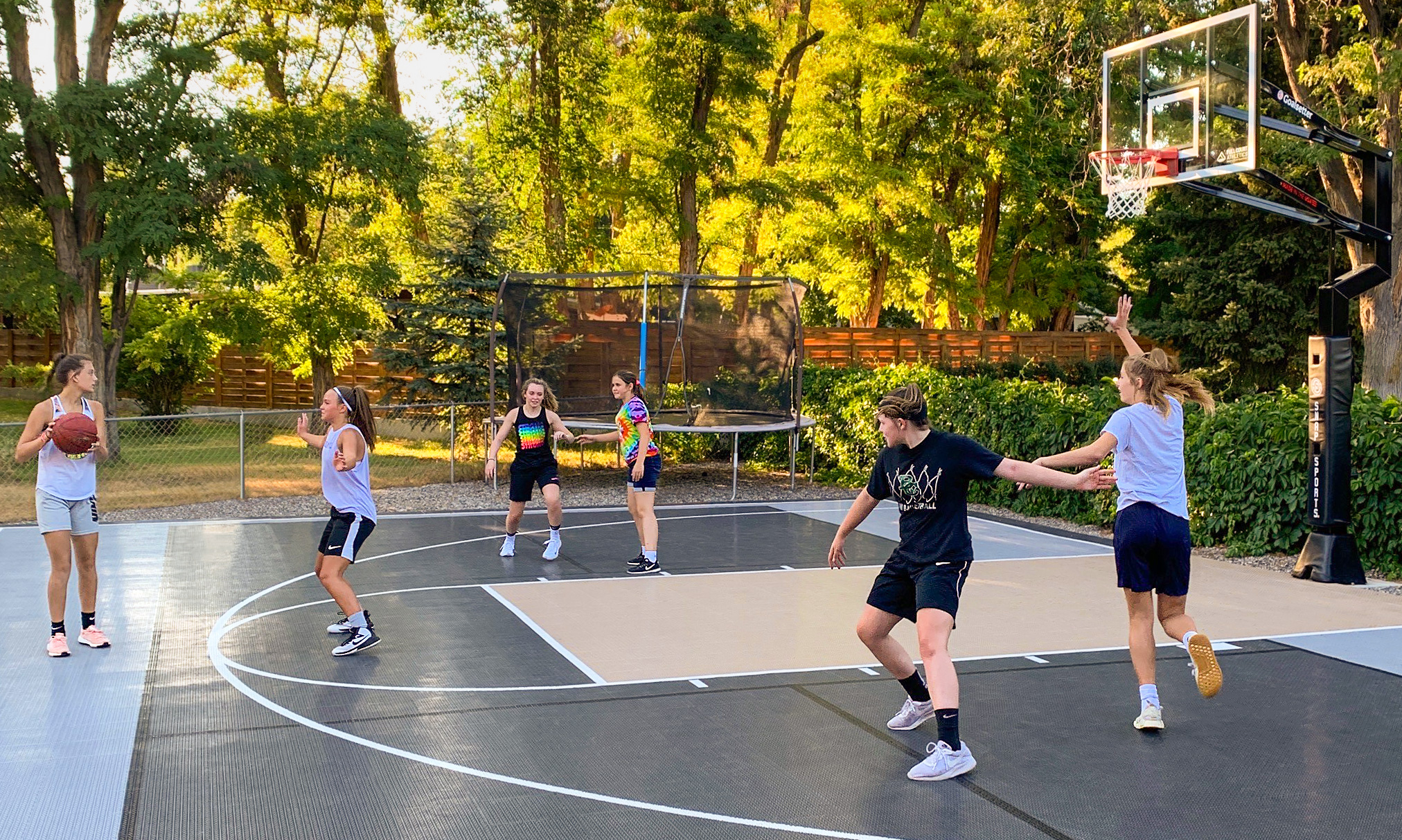 Young people playing basketball