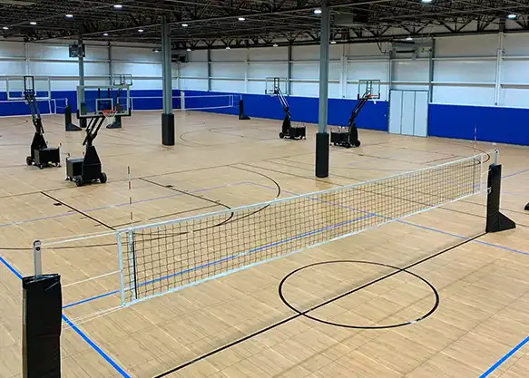 classic XL gym Multiple basketball and volleyball courts in a gymnasium with Classic XL gym flooring