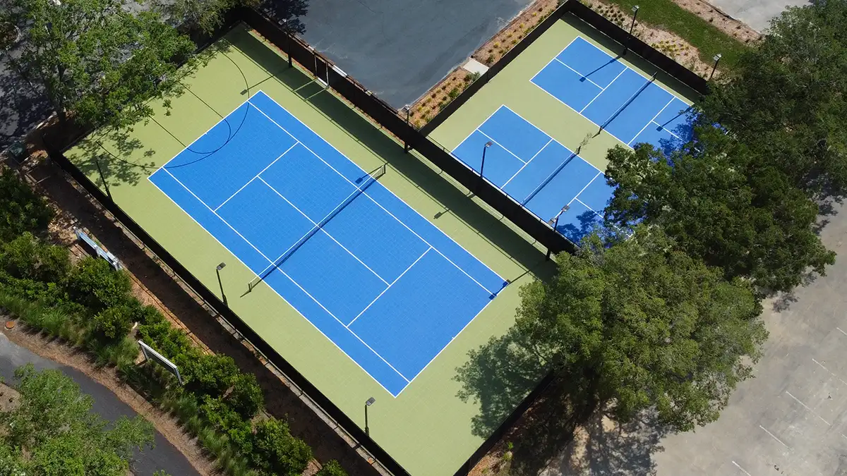 pickleball and tennis courts The view from the other side of tthe Pickleball and tennis courts at Cabot Citrus Farms